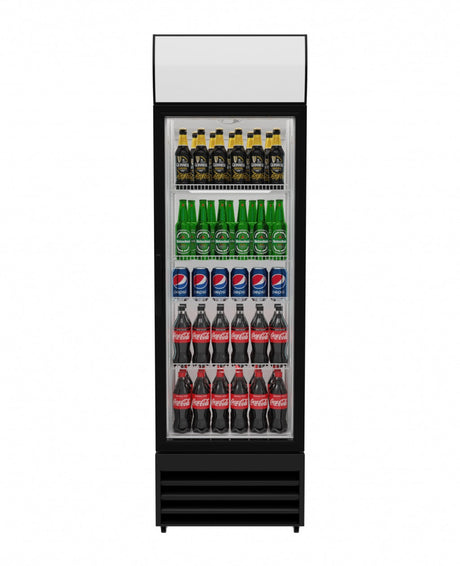 Empire Premium Single Door Display Cooler Fridge with Merchandising Canopy - SS-P360WA-EE Upright Double Glass Door Chillers Empire   