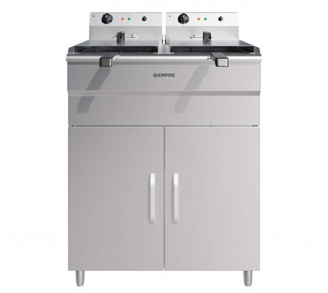 Empire 2 x 12L Twin Tank Electric Floor-Standing Fryer – 6kW Commercial Deep Fryer | EMP-FSEF-10V-2 Freestanding Electric Fryers Empire