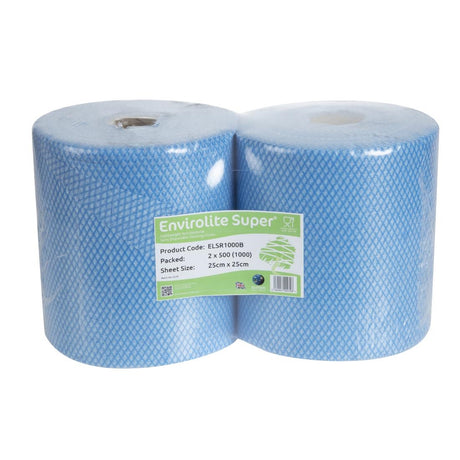 EcoTech Envirolite Super Antibacterial Cleaning Cloths Blue (Roll of 2 x 500) - FA204  EcoTech   