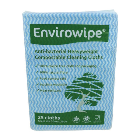 EcoTech Envirowipe Antibacterial Compostable Cleaning Cloths Blue (25 Pack) - FA208  EcoTech   