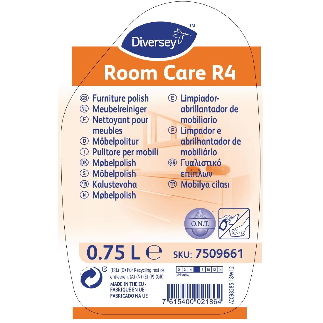 Room Care R4 Furniture Polish Ready To Use 750ml - CX810  Diversey   