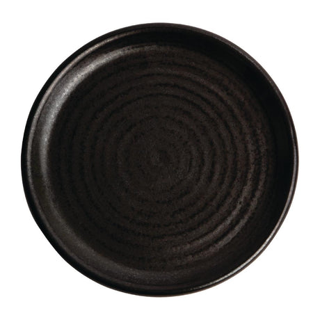 Olympia Canvas Small Rim Round Plate Delhi Black 180mm (Pack of 6) - FA316 Plates Olympia