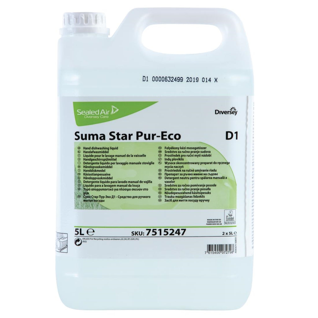 Suma Star D1 Pur-Eco Washing Up Liquid Concentrate 5Ltr - CX843  Diversey   