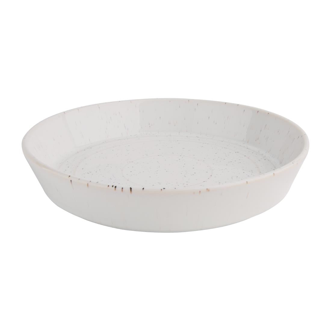 Olympia Cavolo Flat Round Bowls White Speckle 220mm (Pack of 4) - FD901 Bowls Olympia