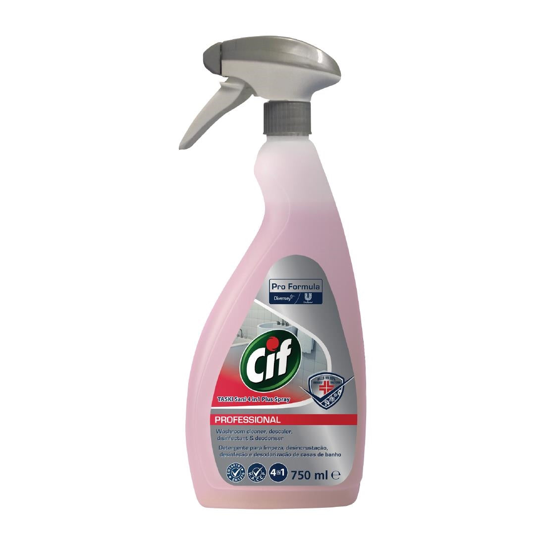 Cif Pro Formula 4-in-1 Washroom Cleaner and Disinfectant Ready To Use 750ml - CX872  Pro-Formula   