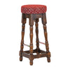 Classic Rubber Wood High Bar Stool with Red Diamond Seat (Pack of 2) - FT400 Faux Leather Bar Stools Everyday   