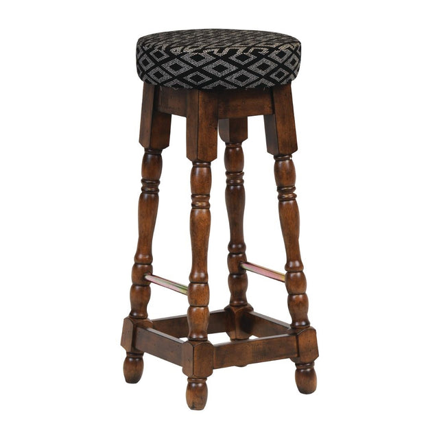 Classic Rubber Wood High Bar Stool with Black Diamond Seat (Pack of 2) - FT401 Faux Leather Bar Stools Everyday   