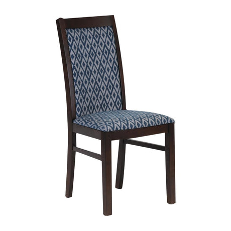 Brooklyn Padded Back Dark Walnut Dining Chair with Blue Diamond Padded Seat and Back (Pack of 2) - FT414 Upholstered Dining Chairs Everyday   