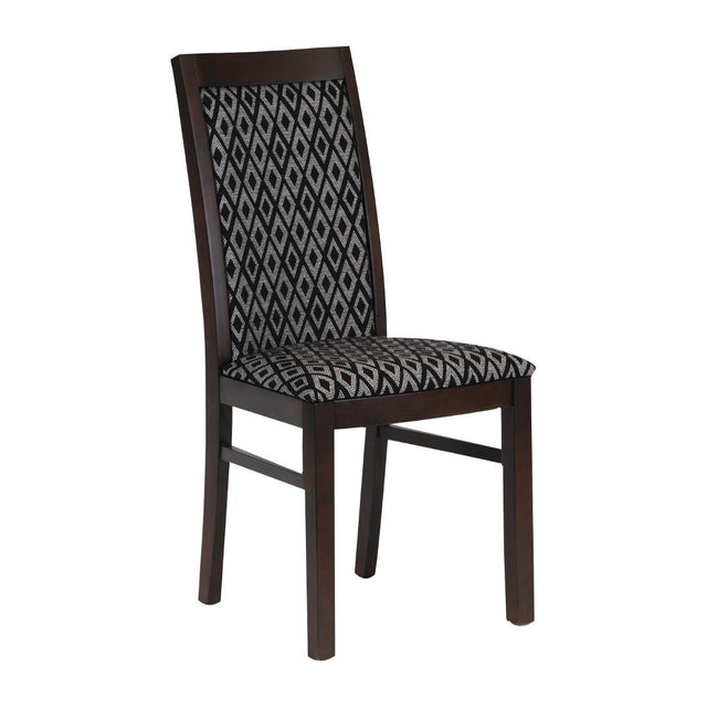 Brooklyn Padded Back Dark Walnut Dining Chair with Black Diamond Padded Seat and Back (Pack of 2) - FT413 Upholstered Dining Chairs Everyday   