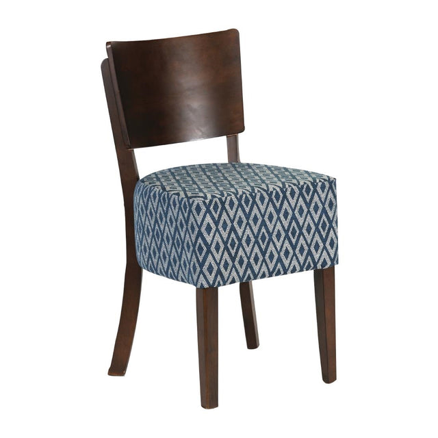 Asti Padded Dark Walnut Dining Chair with Blue Diamond Deep Padded Seat and Back (Pack of 2) - FT422 Upholstered Dining Chairs Everyday   