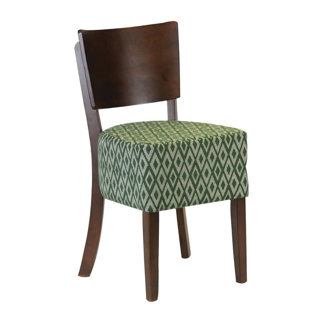 Asti Padded Dark Walnut Dining Chair with Green Diamond Deep Padded Seat and Back (Pack of 2) - FT423 Upholstered Dining Chairs Everyday   