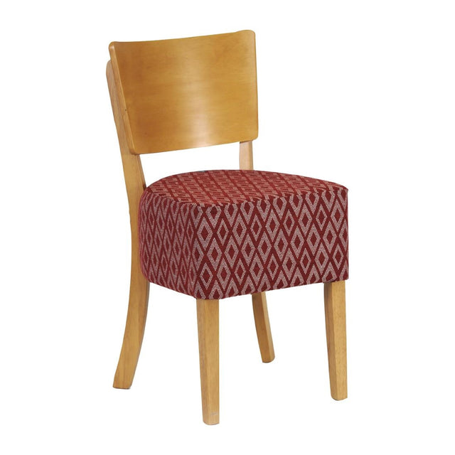 Asti Padded Soft Oak Dining Chair with Red Diamond Deep Padded Seat and Back (Pack of 2) - FT424 Upholstered Dining Chairs Everyday   