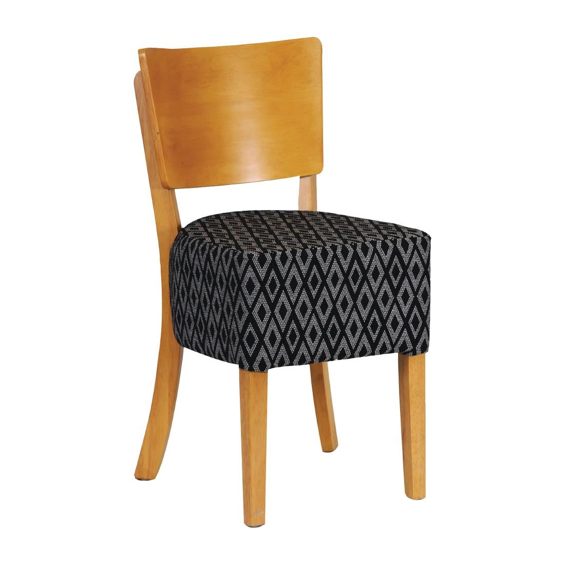 Asti Padded Soft Oak Dining Chair with Black Diamond Deep Padded Seat and Back (Pack of 2) - FT425 Upholstered Dining Chairs Everyday   