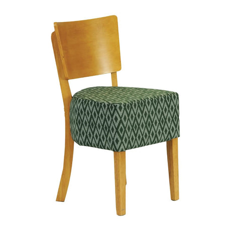 Asti Padded Soft Oak Dining Chair with Green Diamond Deep Padded Seat and Back (Pack of 2) - FT427 Upholstered Dining Chairs Everyday   