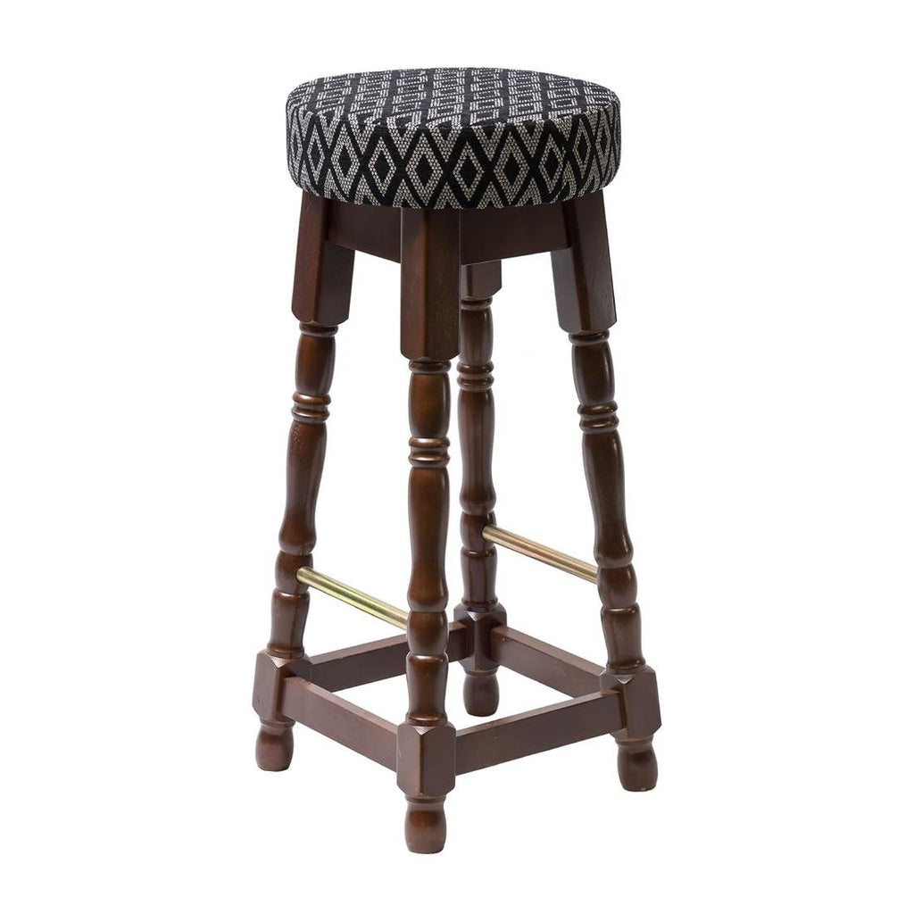 Classic Dark Wood High Bar Stool with Black Diamond Seat (Pack of 2) - FT456 Faux Leather Bar Stools Everyday   