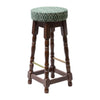 Classic Dark Wood High Bar Stool with Green Diamond Seat (Pack of 2) - FT458 Faux Leather Bar Stools Everyday   