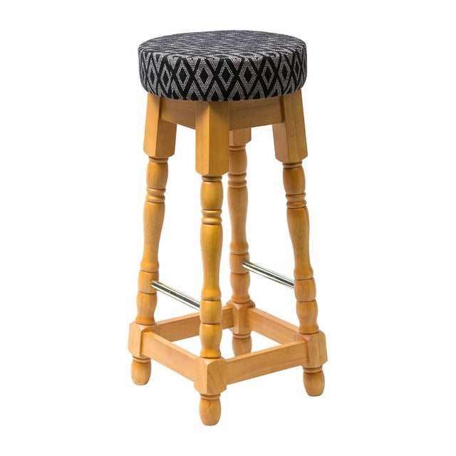 Classic Soft Oak High Bar Stool with Black Diamond Seat (Pack of 2) - FT460 Faux Leather Bar Stools Everyday   