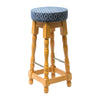 Classic Soft Oak High Bar Stool with Blue Diamond Seat (Pack of 2) - FT461 Faux Leather Bar Stools Everyday   