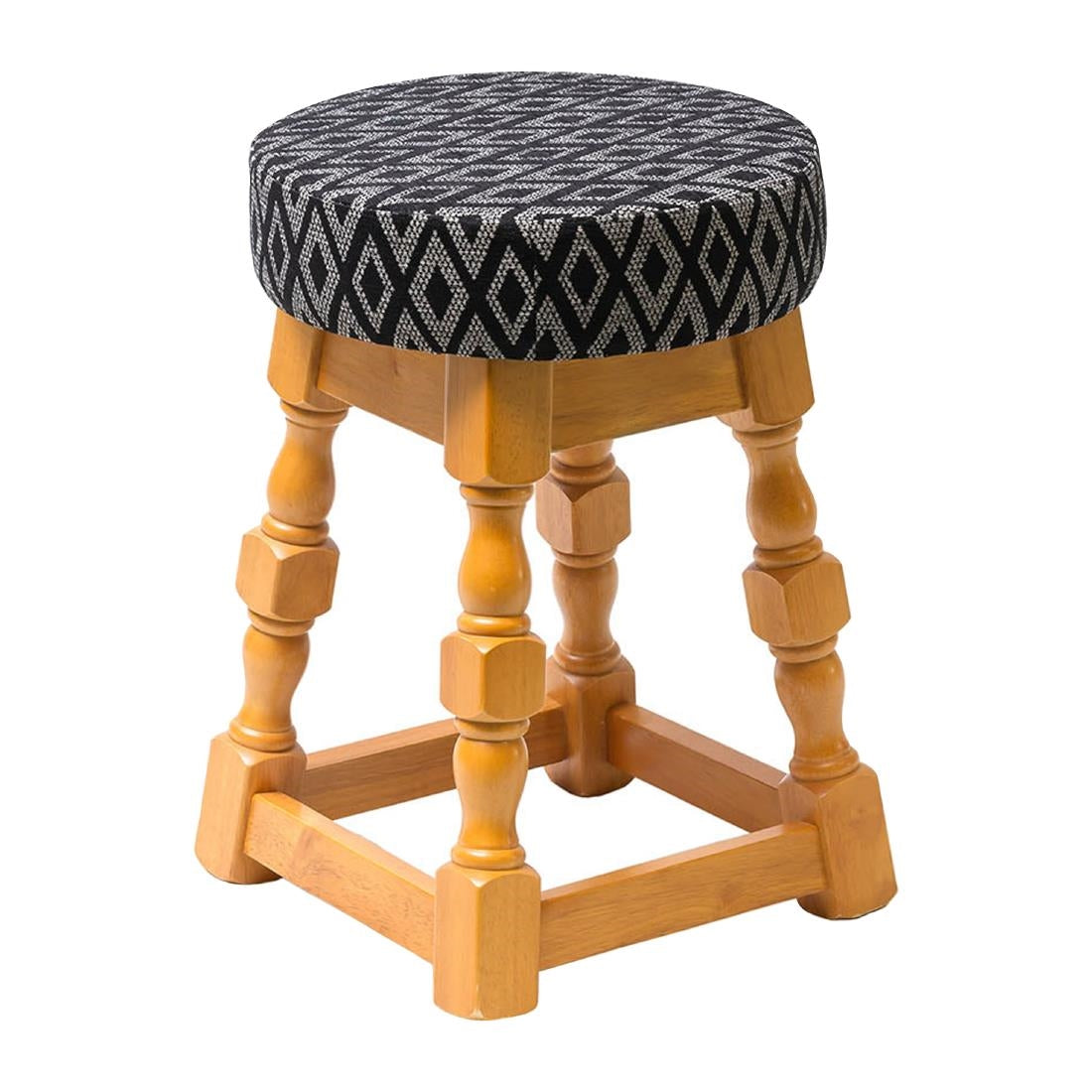 Classic Soft Oak Low Bar Stool with Black Diamond Seat (Pack of 2) - FT468 Faux Leather Bar Stools Everyday   