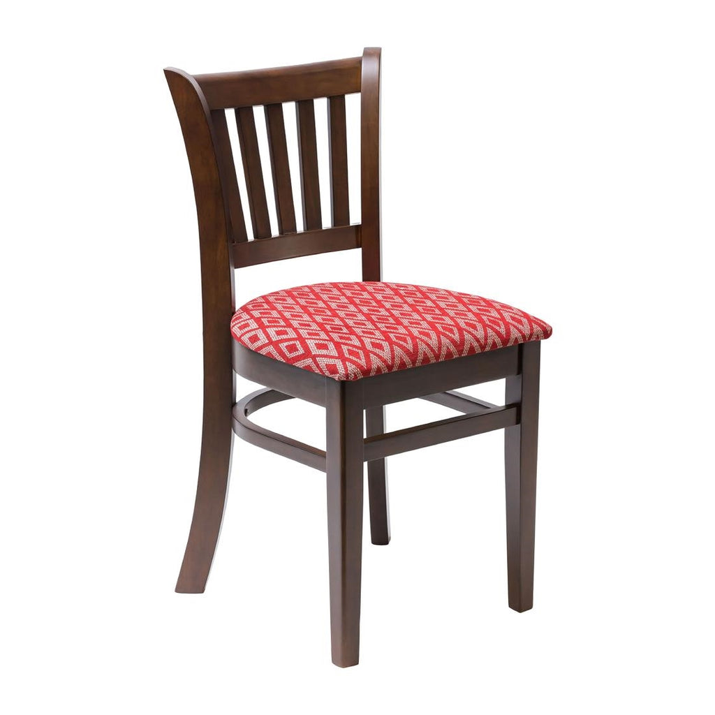 Manhattan Dark Walnut Dining Chair with Red Diamond Padded Seat (Pack of 2) - FT471 Upholstered Dining Chairs Everyday   