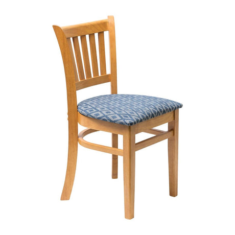 Manhattan Soft Oak Dining Chair with Blue Diamond Padded Seat (Pack of 2) - FT477 Upholstered Dining Chairs Everyday   