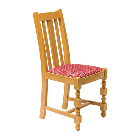 Mayfair Soft Oak High Back Dining Chair with Red Diamond Padded Seat (Pack of 2) - FT483 Upholstered Dining Chairs Everyday   