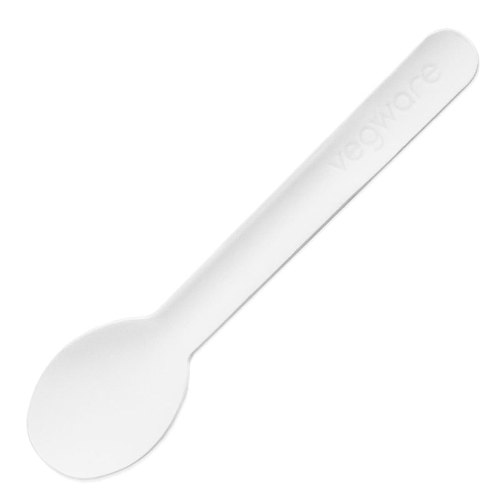 Vegware Compostable Paper Teaspoon 115mm (Pack of 1000) - FU293 Disposable Cutlery Vegware   