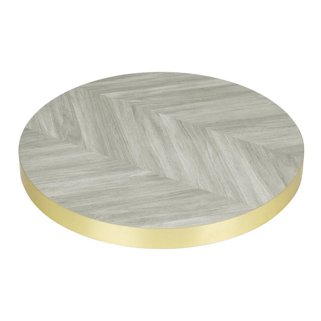 Bolero Pre-Drilled Round Table Top Chevron Design 600mm - FU511 Stone Effect Table Tops Bolero   