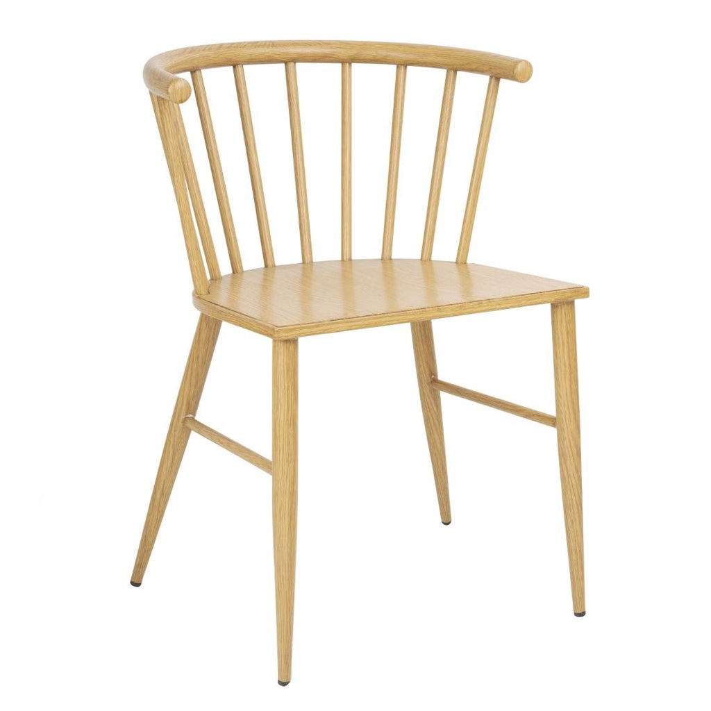 Bolero Harrowdene Metal Side Chairs Wood Effect (Pack of 2) - FU526 Wooden Dining Chairs Bolero   