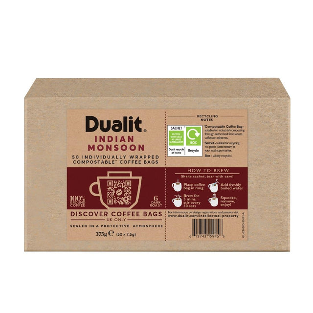 Dualit Indian Monsoon Compostable Coffee Bags (Pack of 40) - FX188  Dualit   