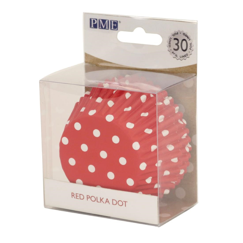 PME Cupcake Foil Lined Baking Cases Polka Dot (Pack of 30) - GE849 Cake Boxes & Boards PME   