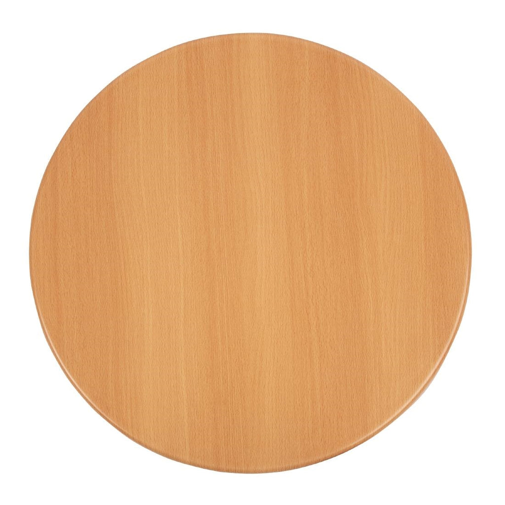 Bolero Pre-drilled Round Tabletop Beech Effect 600mm - GG642 Wood Effect Table Tops Bolero   