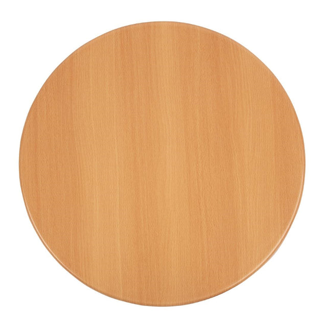 Bolero Pre-drilled Round Tabletop Beech Effect 600mm - GG642 Wood Effect Table Tops Bolero   