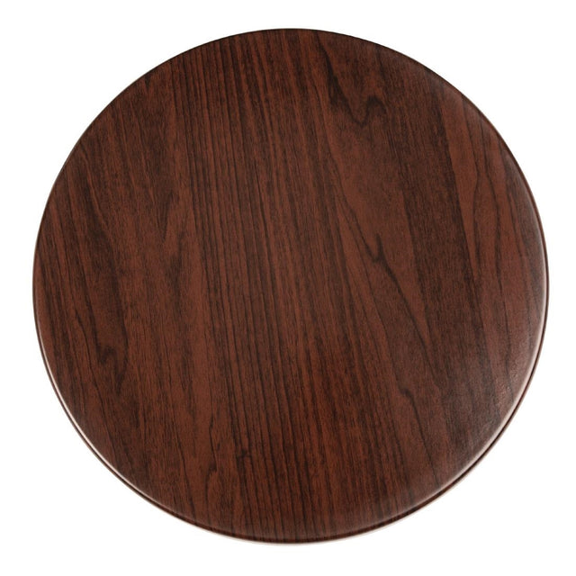 Bolero Pre-drilled Round Table Top Dark Brown 600mm - GG643 Wood Effect Table Tops Bolero   