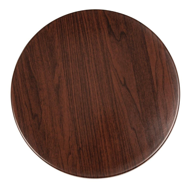 Bolero Pre-drilled Round Table Top Dark Brown 800mm - GL974 Wood Effect Table Tops Bolero   