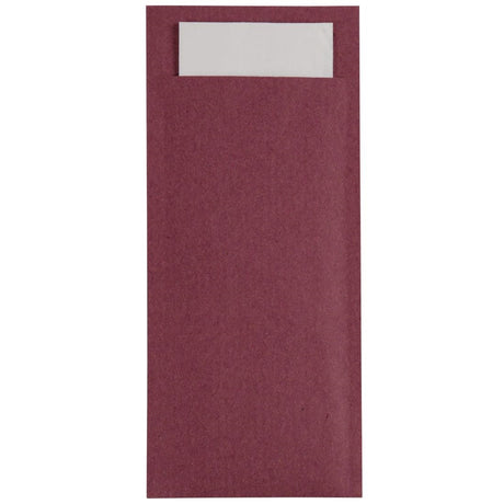 Europochette Burgundy Cutlery Pouch with White Napkin (Pack of 500) - CK234 Napkin Dispenser & Accessories Europochette   