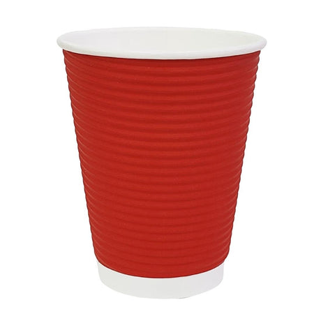 Fiesta Recyclable Coffee Cups Ripple Wall Red 340ml / 12oz (Pack of 500) - GP428 Disposable Cups Fiesta   