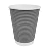 Fiesta Recyclable Coffee Cups Ripple Wall Charcoal 225ml / 8oz (Pack of 500) - GP433 Disposable Cups Fiesta   