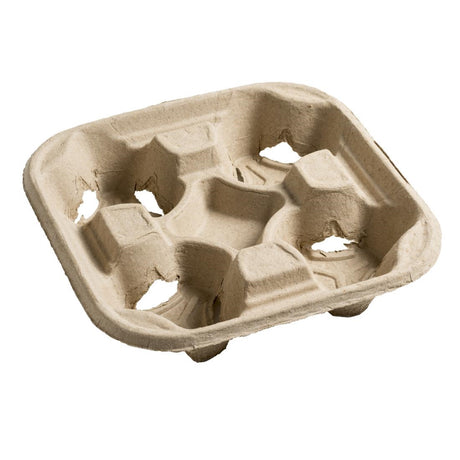 Moulded Pulp Fibre Four Cup Carrier (Pack of 180) - GP567 Cup Holders & Stirrers Grab & Go   