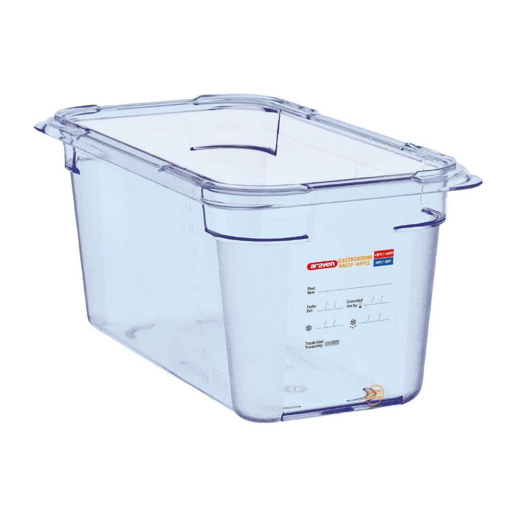 Araven ABS Food Storage Container Blue GN 1/3 150mm - GP580  Araven   