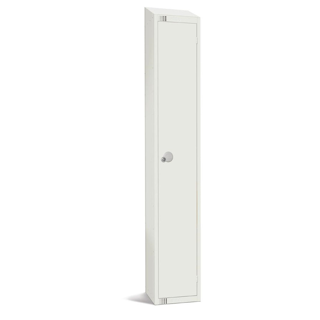 Elite Single Door Padlock Locker with Sloping Top White - GR302-PS Steel Lockers 300mm Deep Elite Lockers   