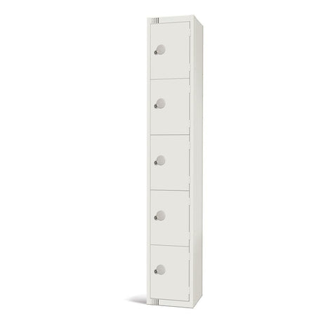 Elite Five Door Camlock Locker White - GR306-C Steel Lockers 300mm Deep Elite Lockers   