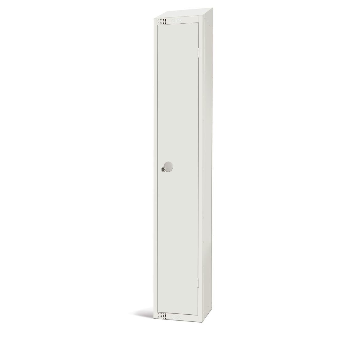 Elite Single Door Camlock Locker with Sloping Top White - GR309-CS Steel Lockers 450mm Deep Elite Lockers   