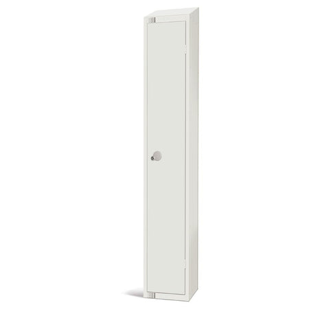 Elite Single Door Camlock Locker with Sloping Top White - GR309-CS Steel Lockers 450mm Deep Elite Lockers   