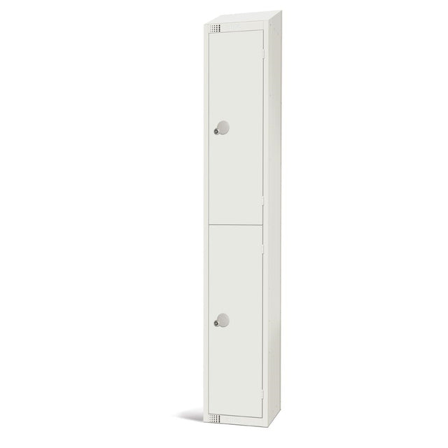 Elite Double Door Padlock Locker with Sloping Top White - GR310-PS Steel Lockers 450mm Deep Elite Lockers   