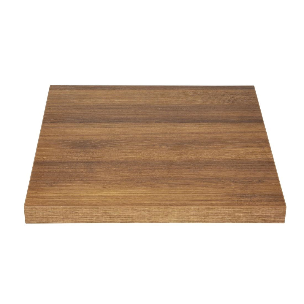 Bolero Pre-drilled Square Tabletop Rustic Oak 600mm - GR324 Wood Effect Table Tops Bolero   