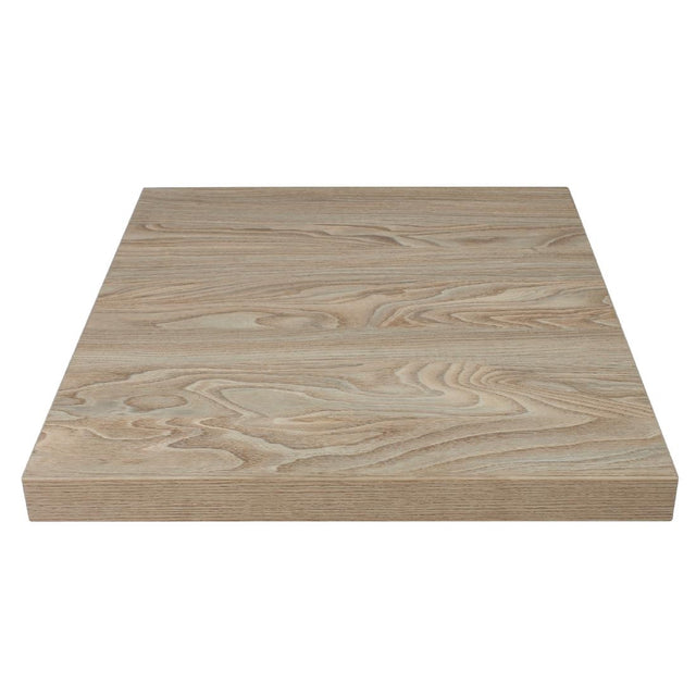 Bolero Pre-drilled Square Tabletop Antique Natural 600mm - GR325 Wood Effect Table Tops Bolero   