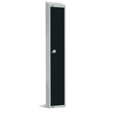 Elite Single Door Camlock Locker with Sloping Top Black - GR670-CS Steel Lockers 300mm Deep Elite Lockers   