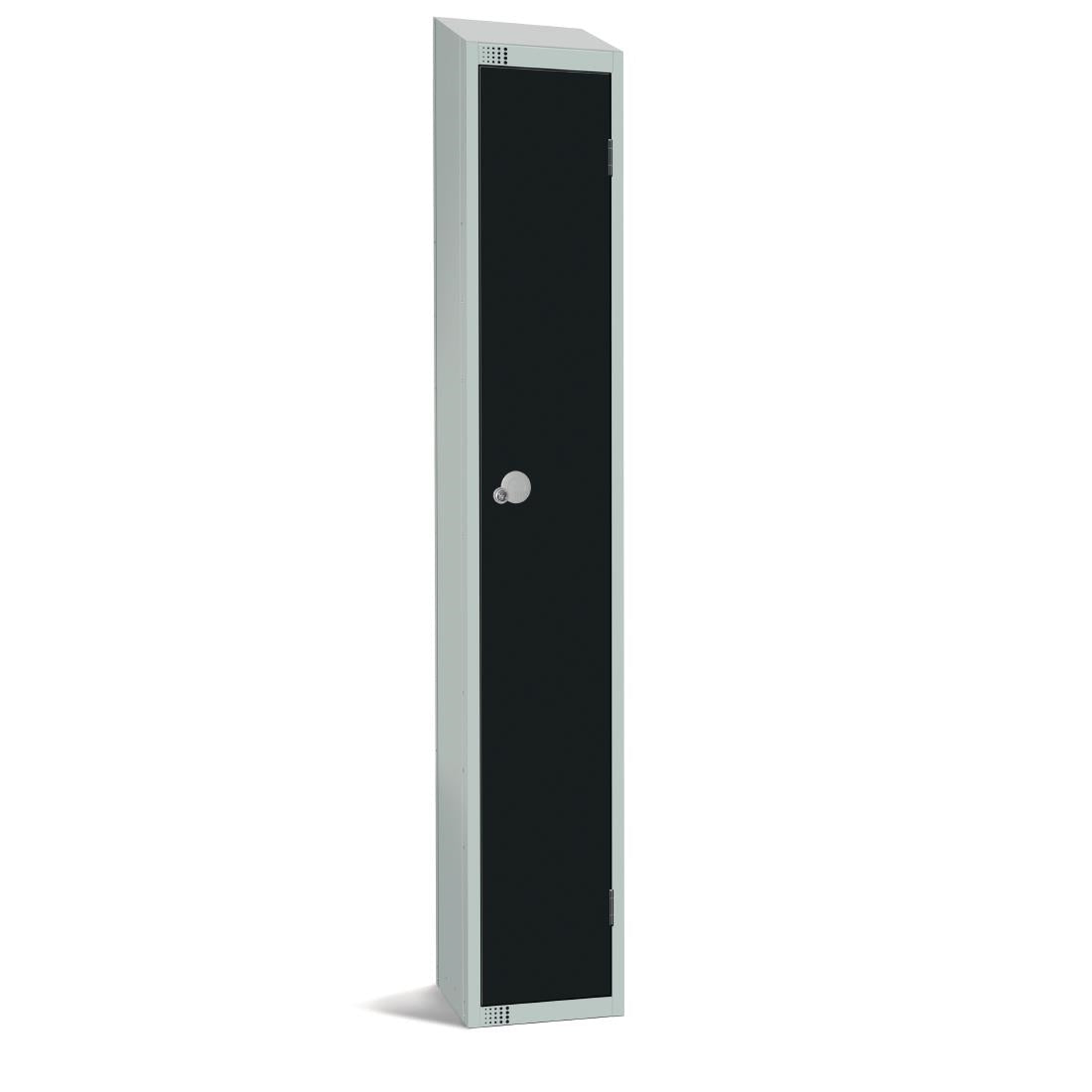 Elite Single Door Padlock Locker with Sloping Top Black - GR670-PS Steel Lockers 300mm Deep Elite Lockers   