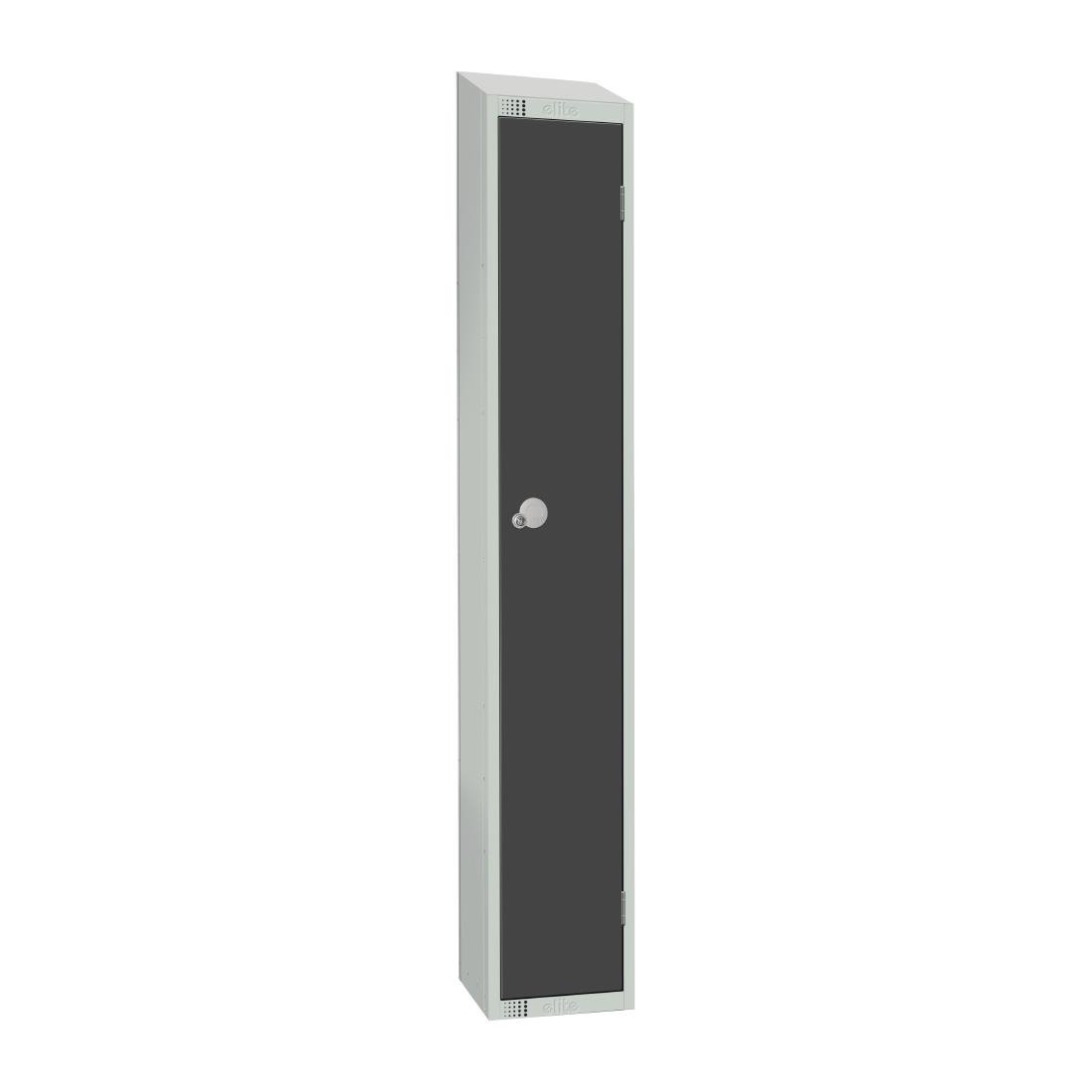 Elite Single Door Camlock Locker Graphite Grey with Sloping Top - GR677-CS Steel Lockers 300mm Deep Elite Lockers   